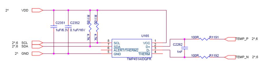 Temperature sensing schematic diagram
