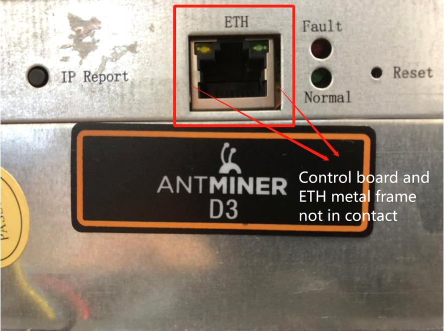control board and ETH metal frame not in contact
