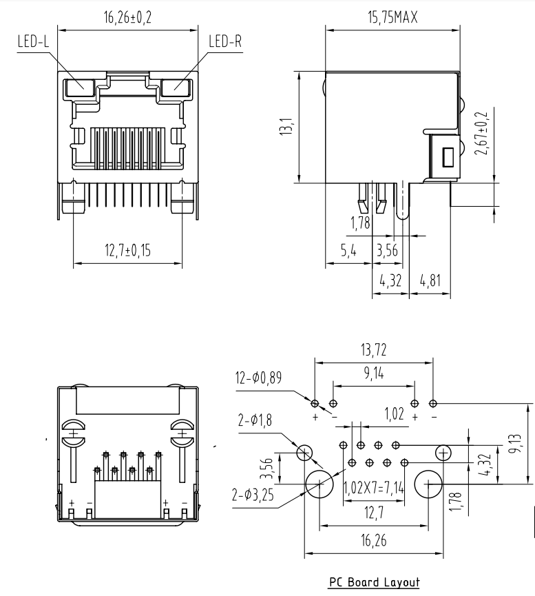 RJ45 socket schematic diagram