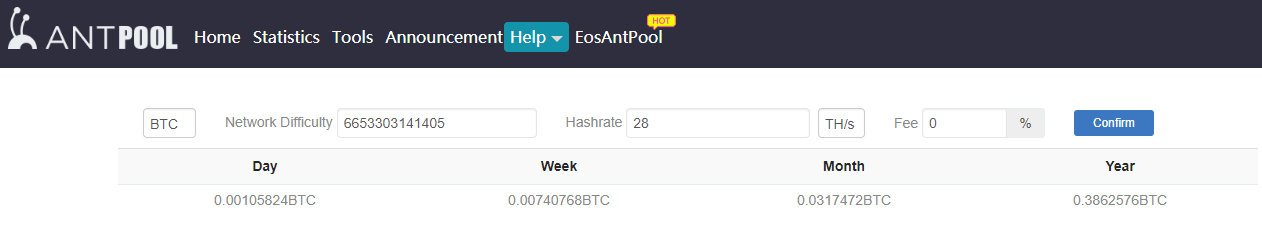 Antpool.com calculator