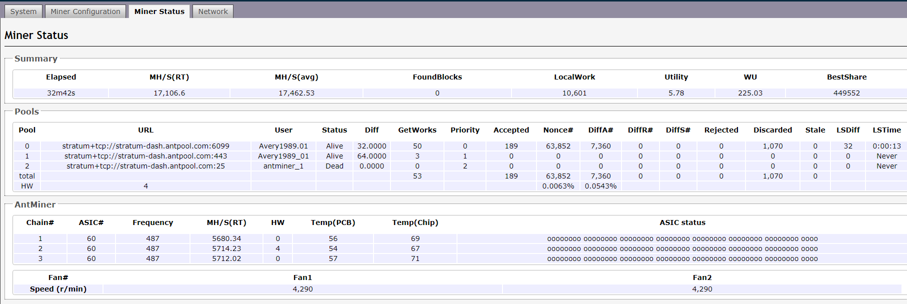 check the miner state