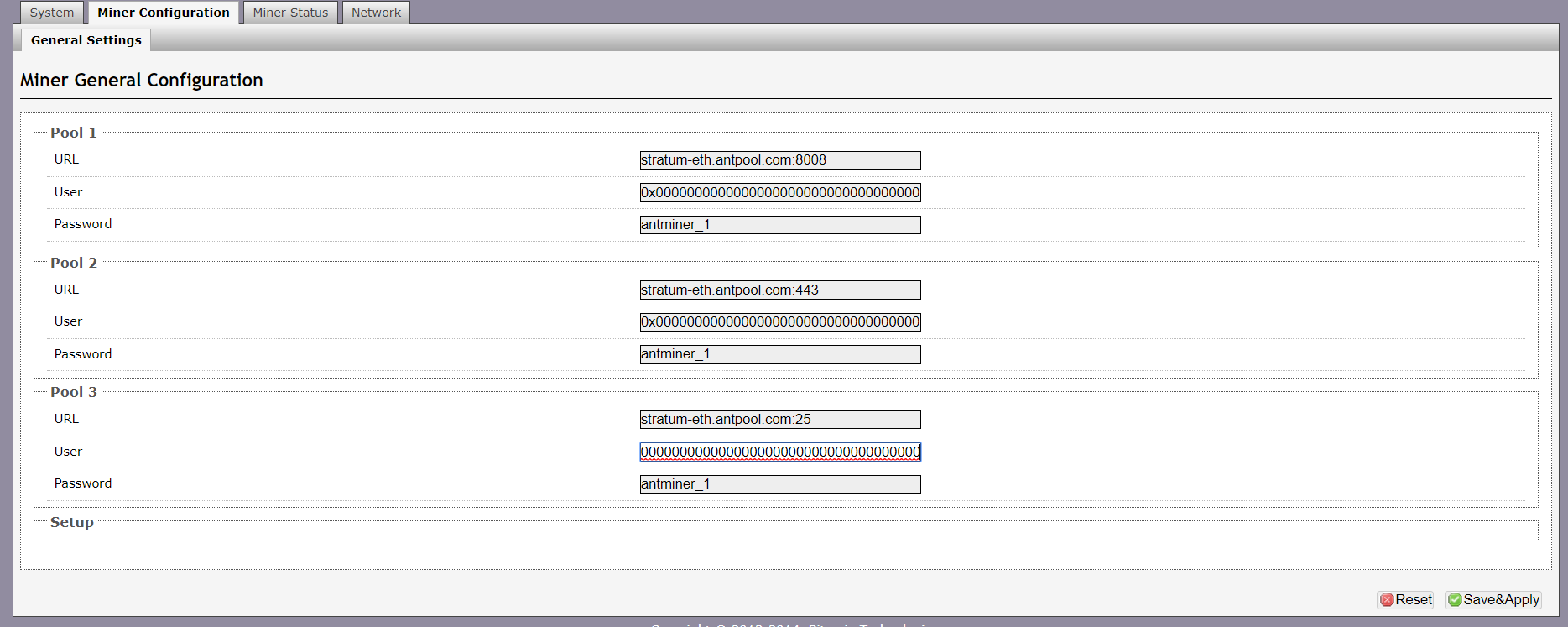 miner general configuration