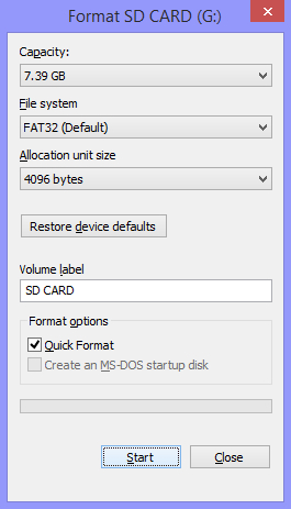 format SD card