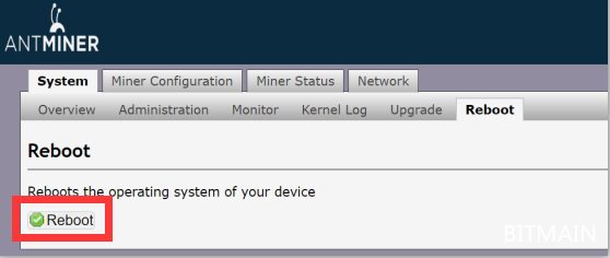 Miner backstage restart interface