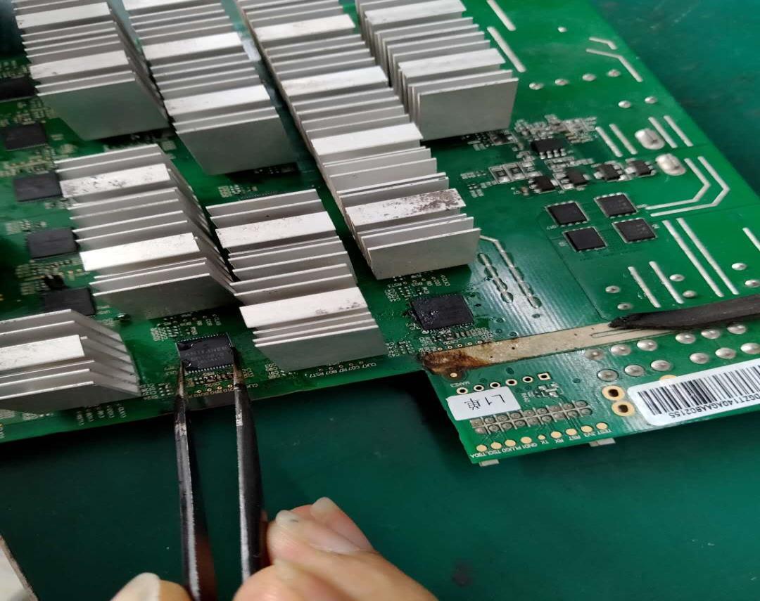 Position the chip on the PCB board