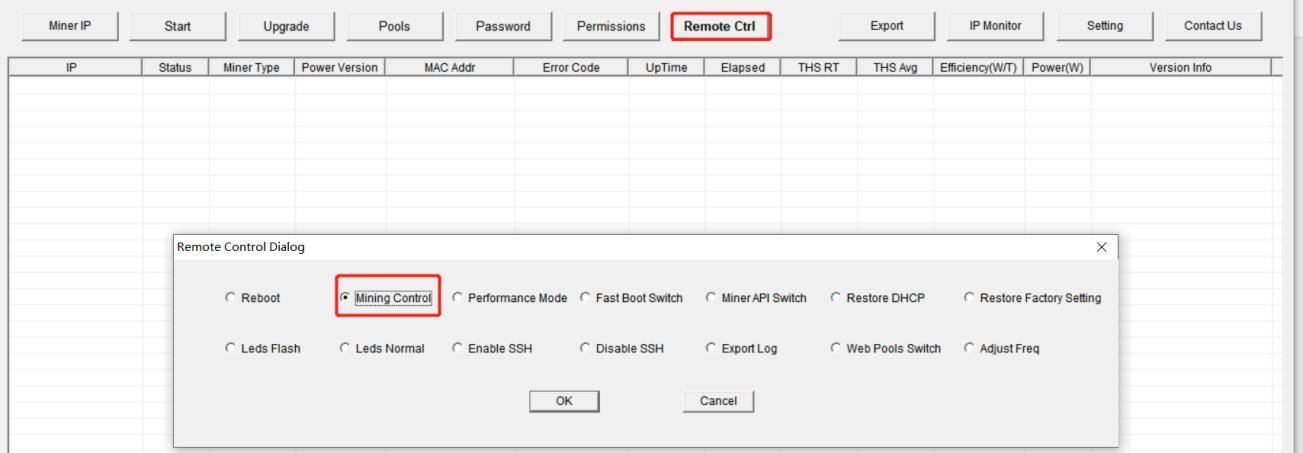 mining control button