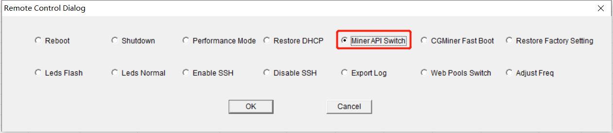 miner API switch button