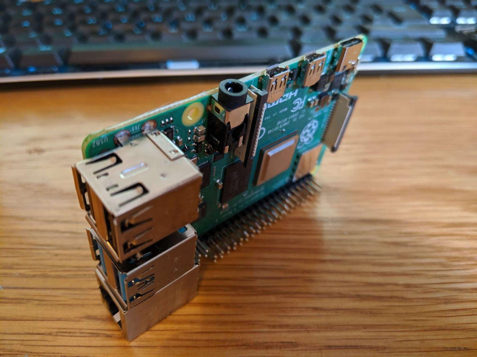 raspberry Pi standing upright