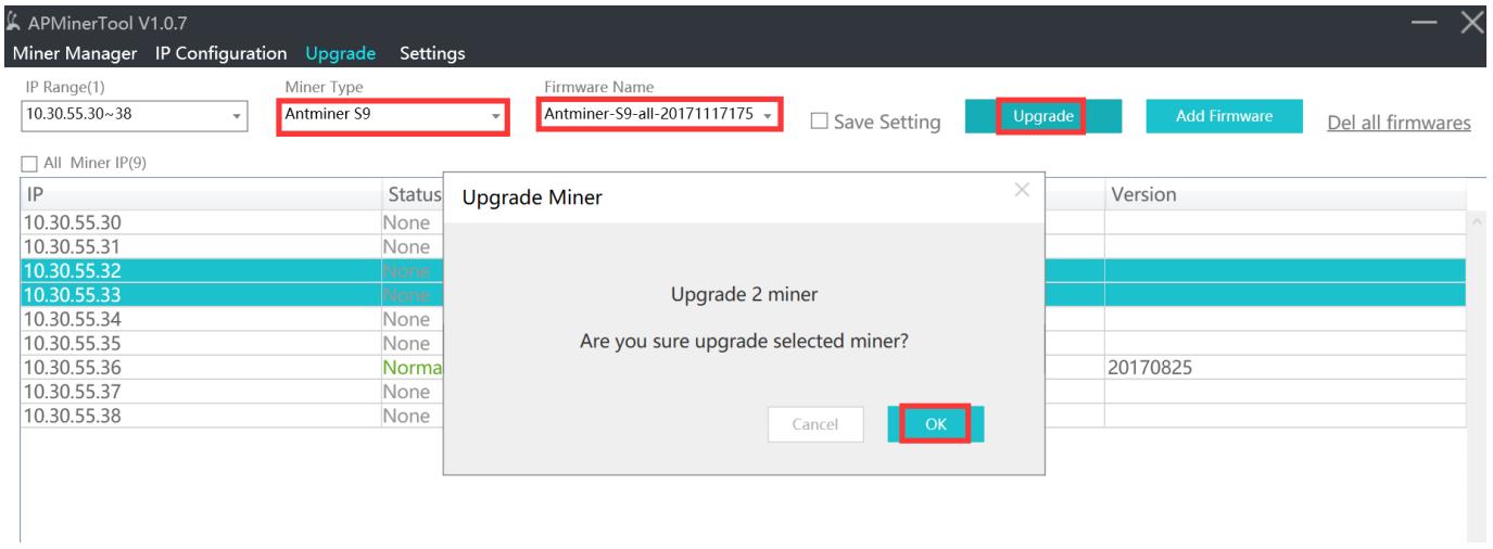 select the miner type