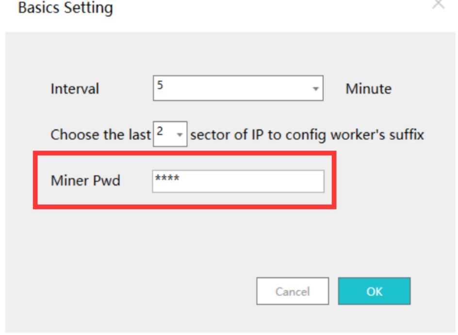 miner pwd setting
