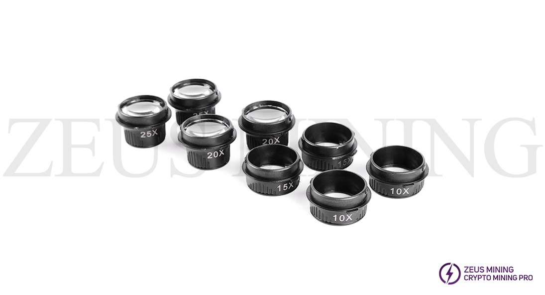 Complete set of magnifying glass lenses Complete set of magnifying glass lenses