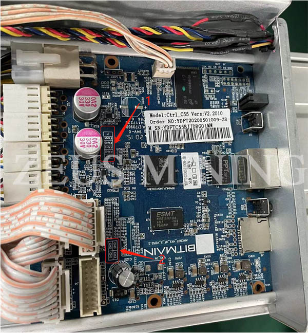 control board's fan silkscreen and hash board silkscreen