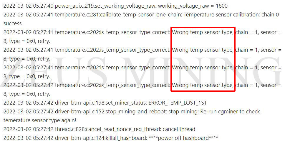temperature sensor chip fault
