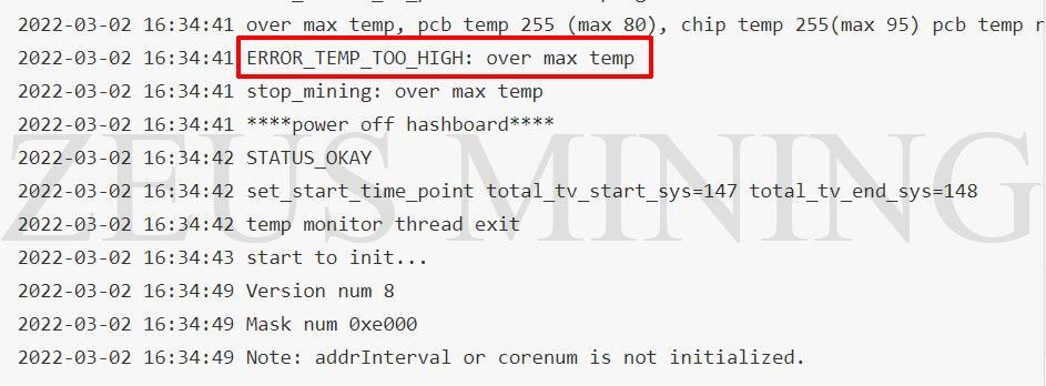 temperature sensor chip fault
