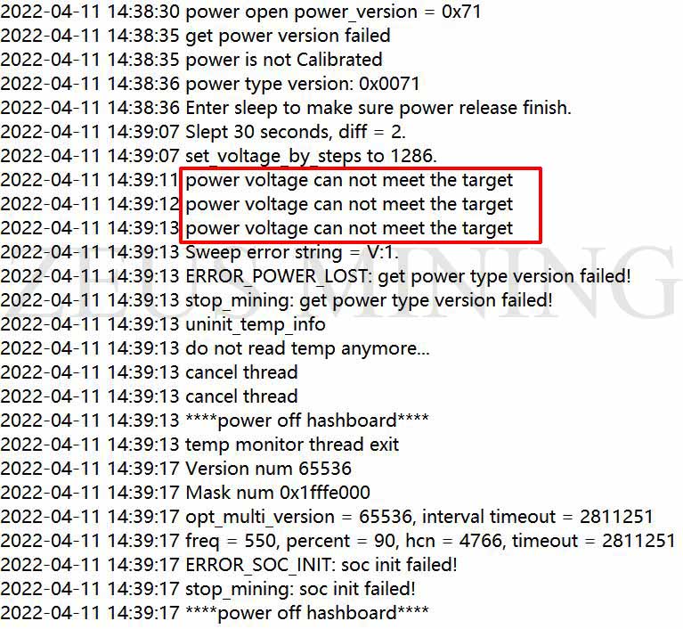 power voltage can not meet the target