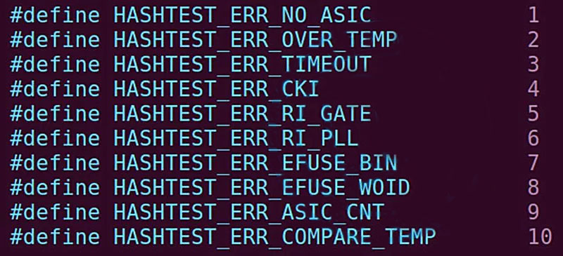 error code comparison table