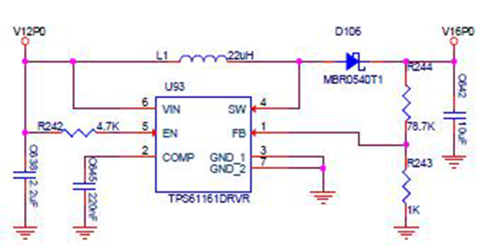 schematic diagram of the boost circuit
