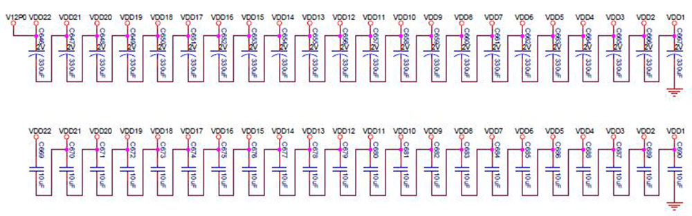 voltage domain filter capacitors