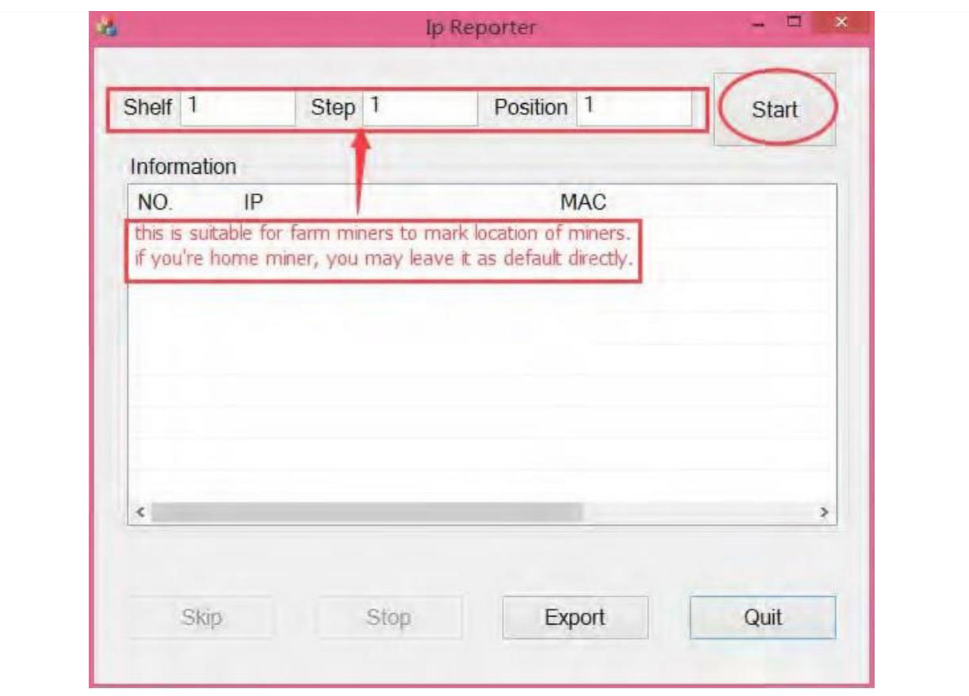 IP Reporter window IP Reporter window