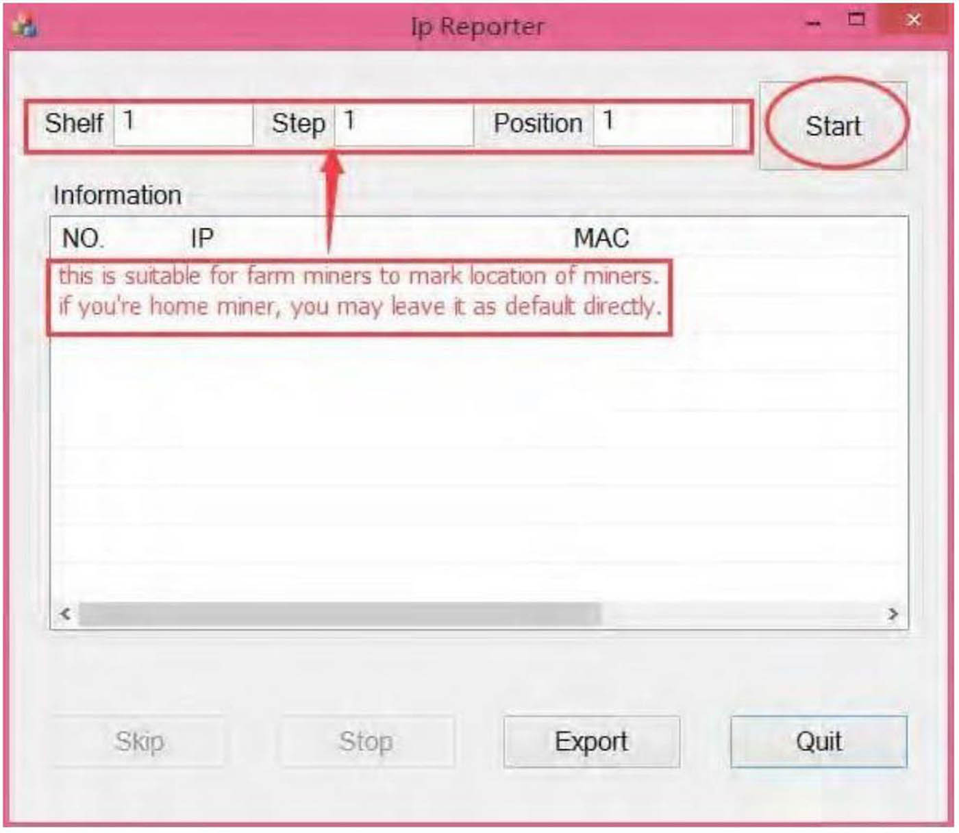 IP Reporter window IP Reporter window