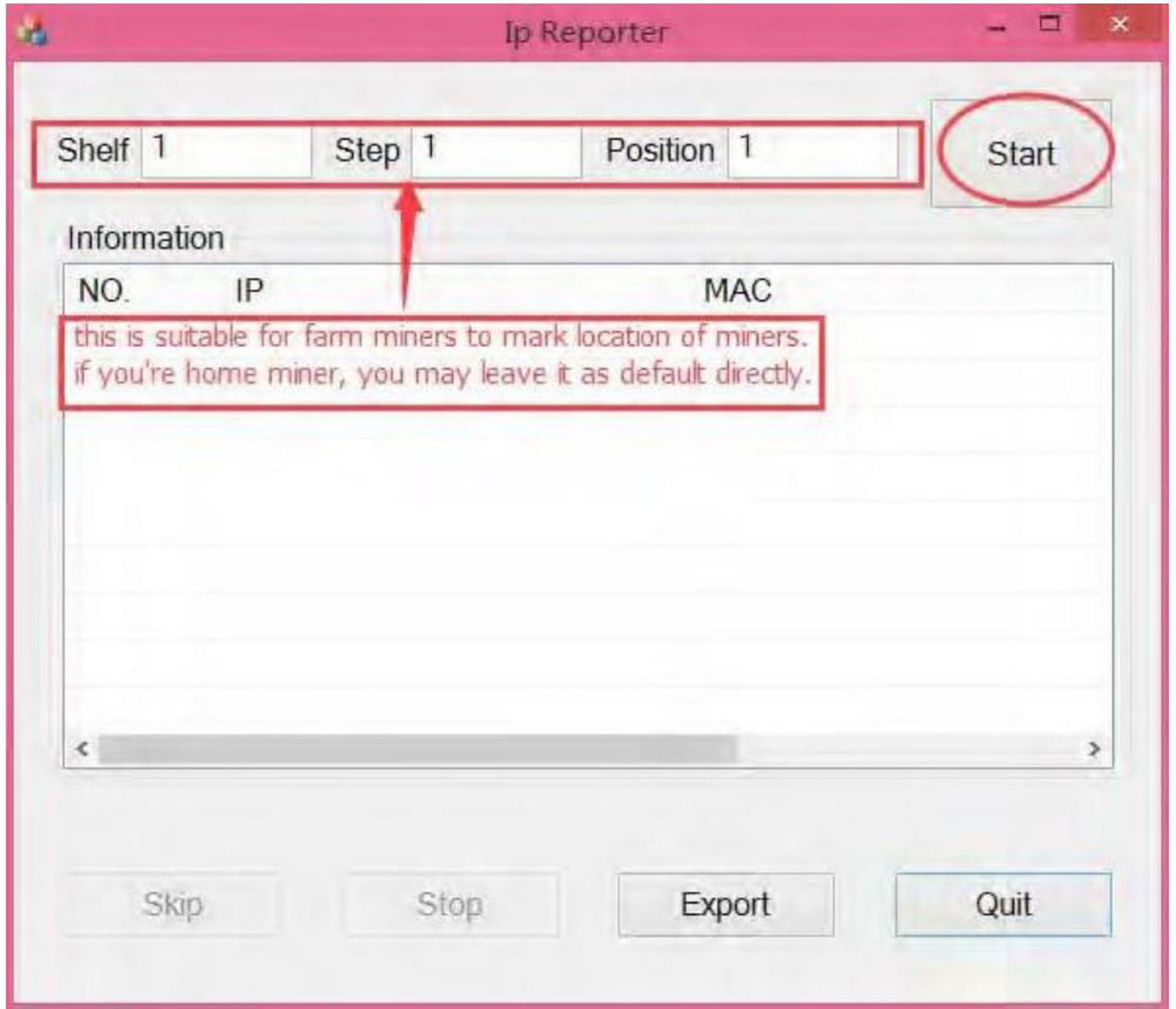 IP Reporter running page