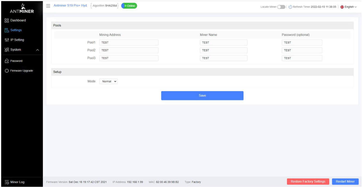 Set up the mining Pool