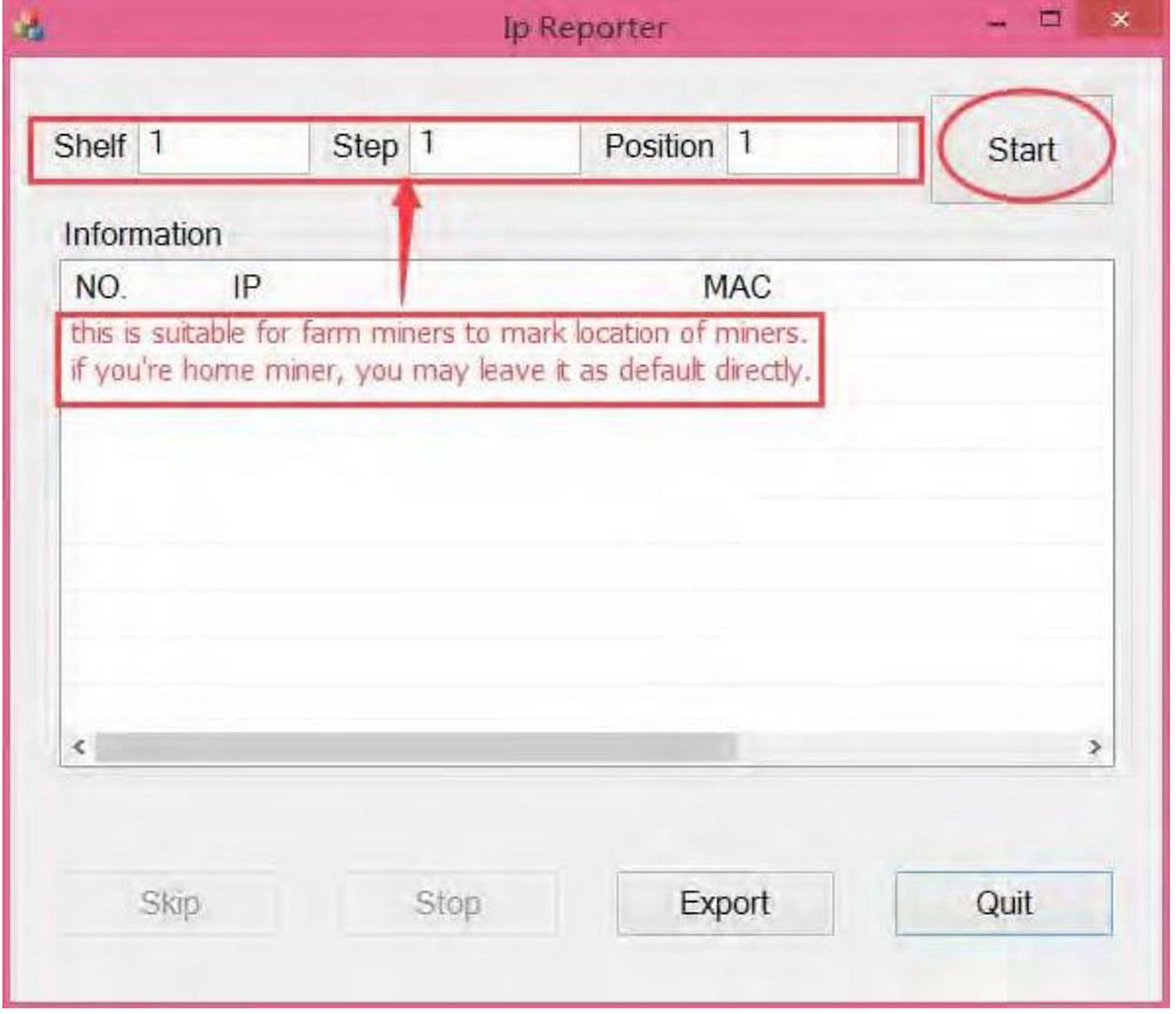 IP Reporter running page