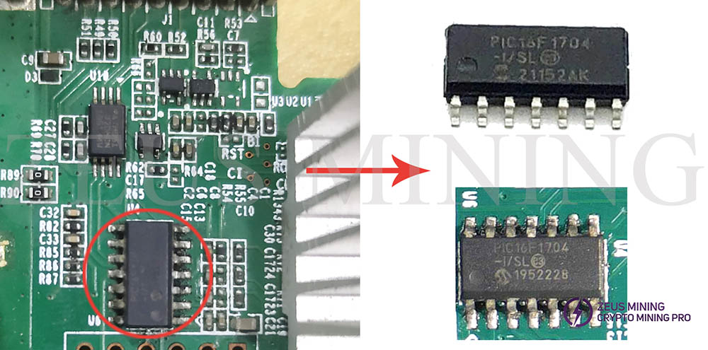 PIC16F1704 microcontroller chip