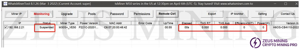 suspended button set success
