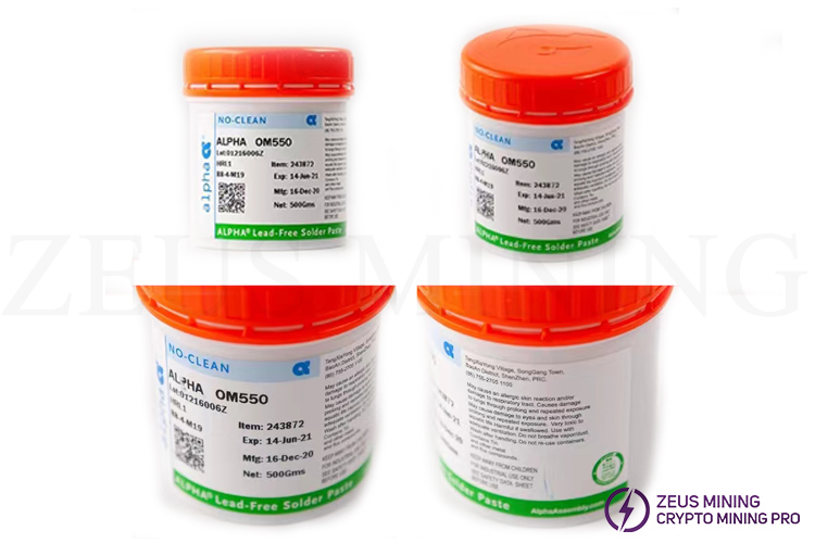 ALPHA OM550 solder paste 138℃ Zeus Mining