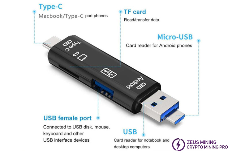 5 In 1 OTG card reader adapter interface 5 In 1 OTG card reader adapter interface