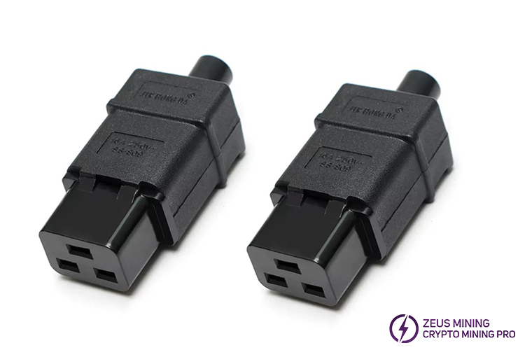 AC 250V 16A C19 female socket power cord connector black Zeus Mining