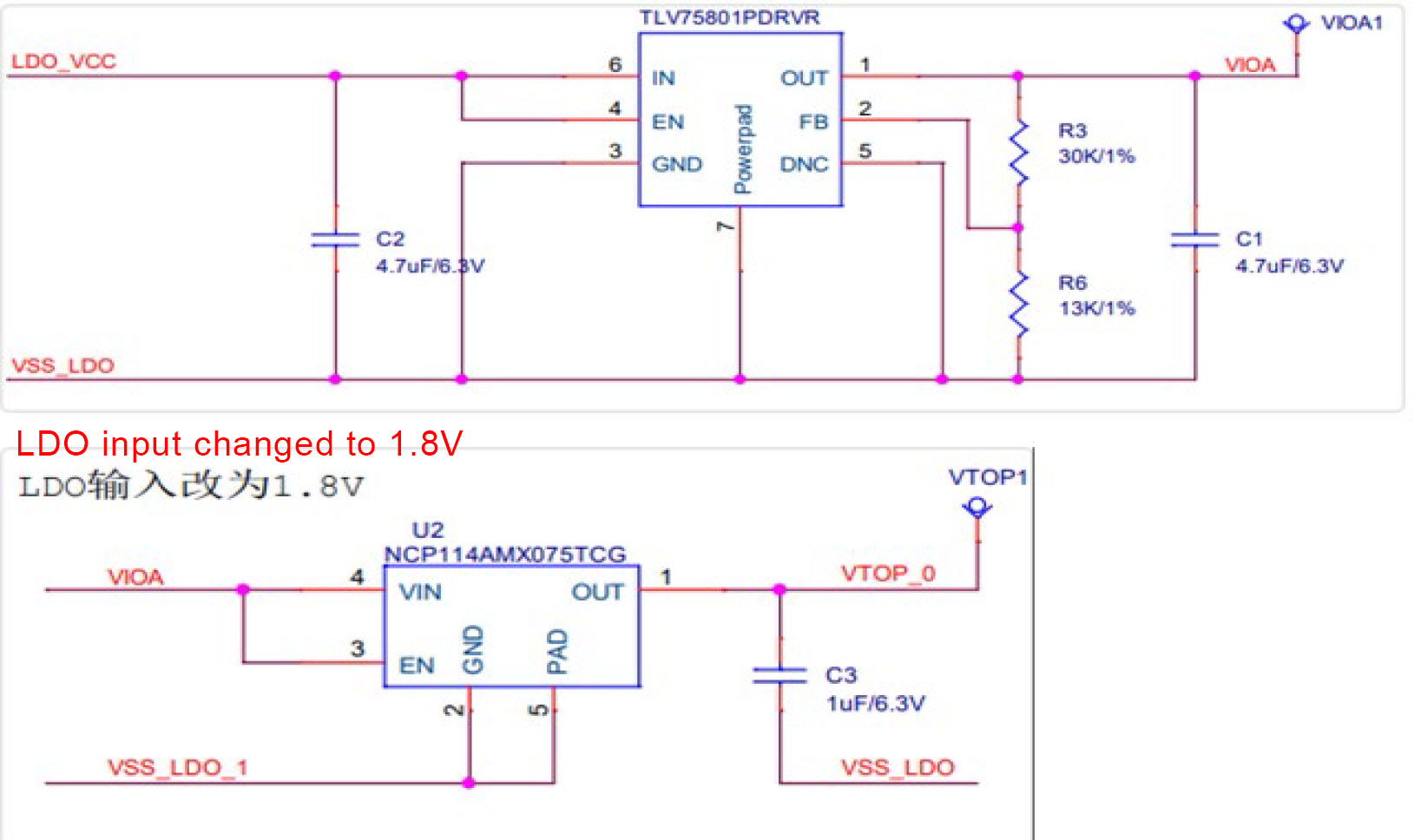 avalonminer 1.8V and 0.75V LDO schematic