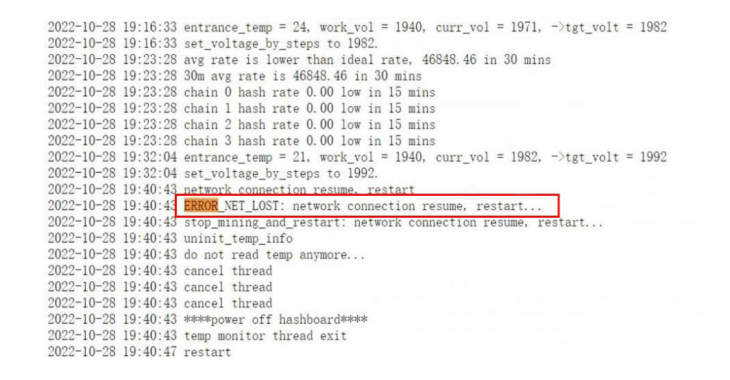 Antminer Error Net Lost