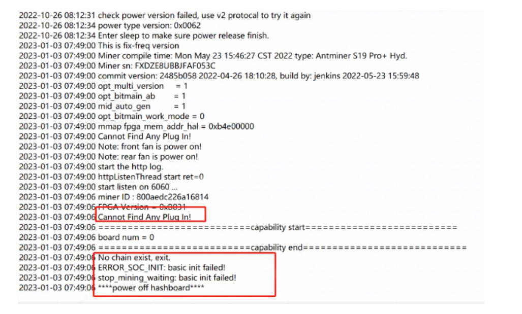 Antminer cannot find hash board