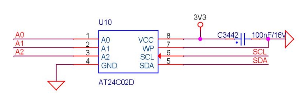AT24C02D EEPROM chip circuit diagram