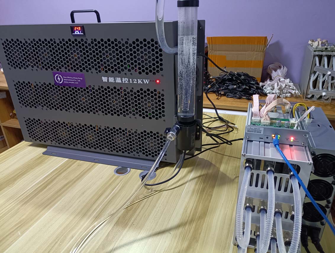 Bitcoin miner water cooling configuration