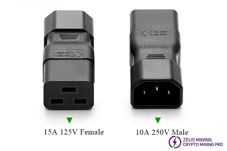 C14 to C19 adapter for whatsminer power cable