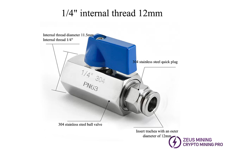 1/4 internal thread 12mm