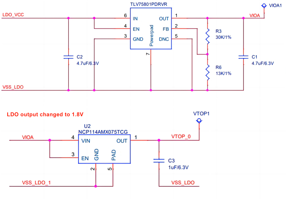 avalonminer 1.8V and 0.75V LDO schematic