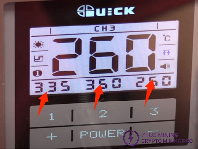 Temperature buttons of TS1200A soldering iron station Temperature buttons of TS1200A soldering iron station
