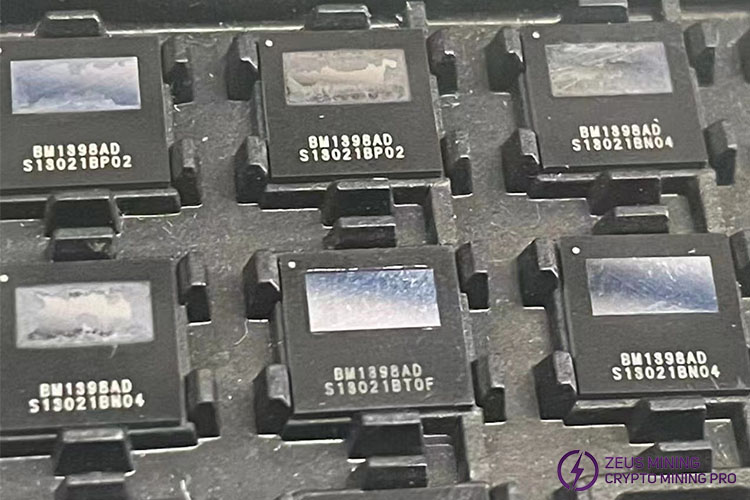 BM1398AD ASIC chip on Antminer S19a pro hash board