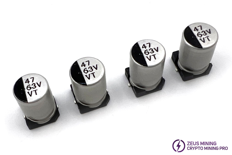 47uF 63VDC Aluminum electrolytic capacitors