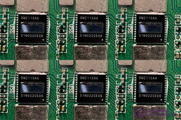 BM2110AA ASIC chip on Antminer KA3 hash board