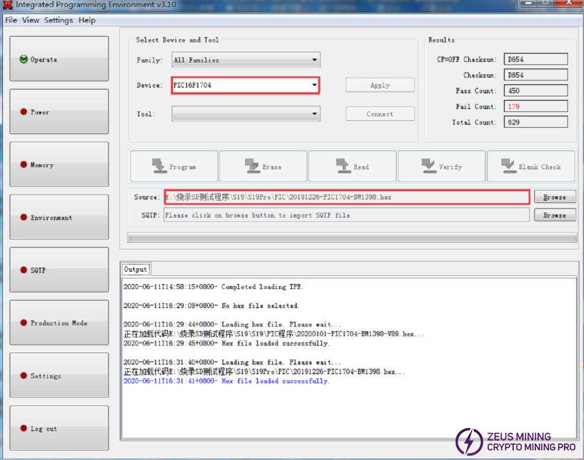 S19 pro+ Hyd PIC16F1704 chip