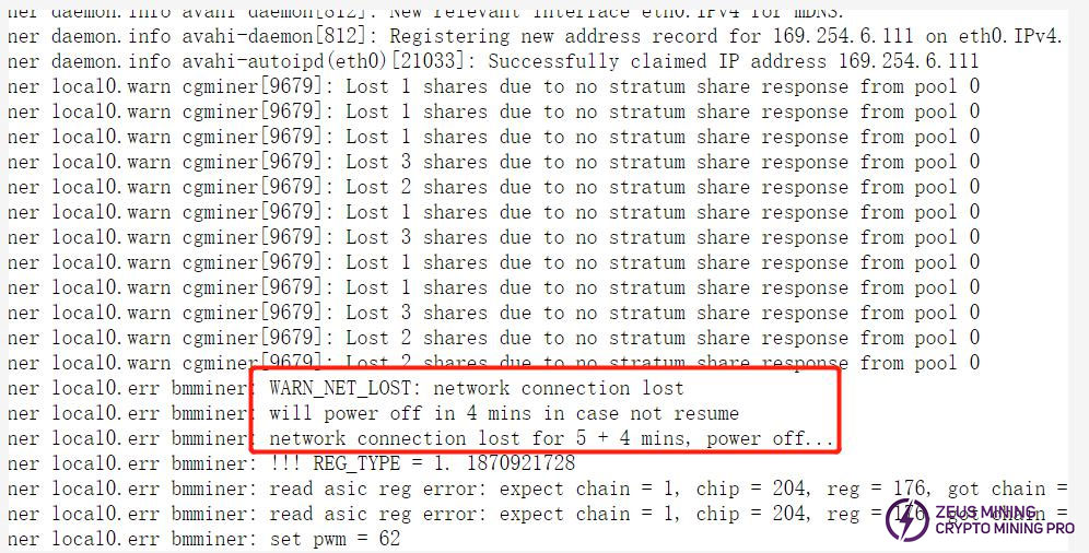 S19 pro+ Hydro network connection lost