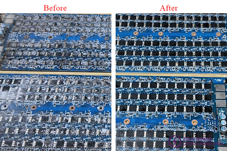 Comparison of hash board before and after cleaning Comparison of hash board before and after cleaning
