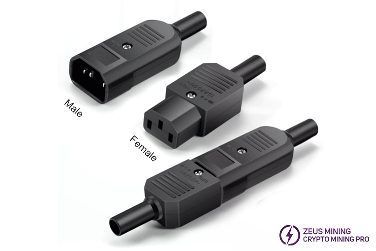 three core power cord plug male female connector