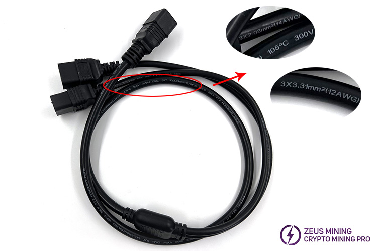 ElphaPex DG1 DG1+ miner power cord C20 to dual C19 ElphaPex DG1 DG1+ miner power cord C20 to dual C19