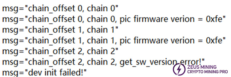 Antminer L7 hash board failure log